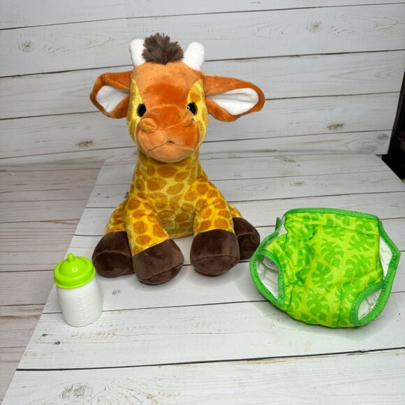 Melissa & Doug 11" Giraffe Plush Toy With Bottle & Diaper Stuffed Animal - Picture 1 of 8
